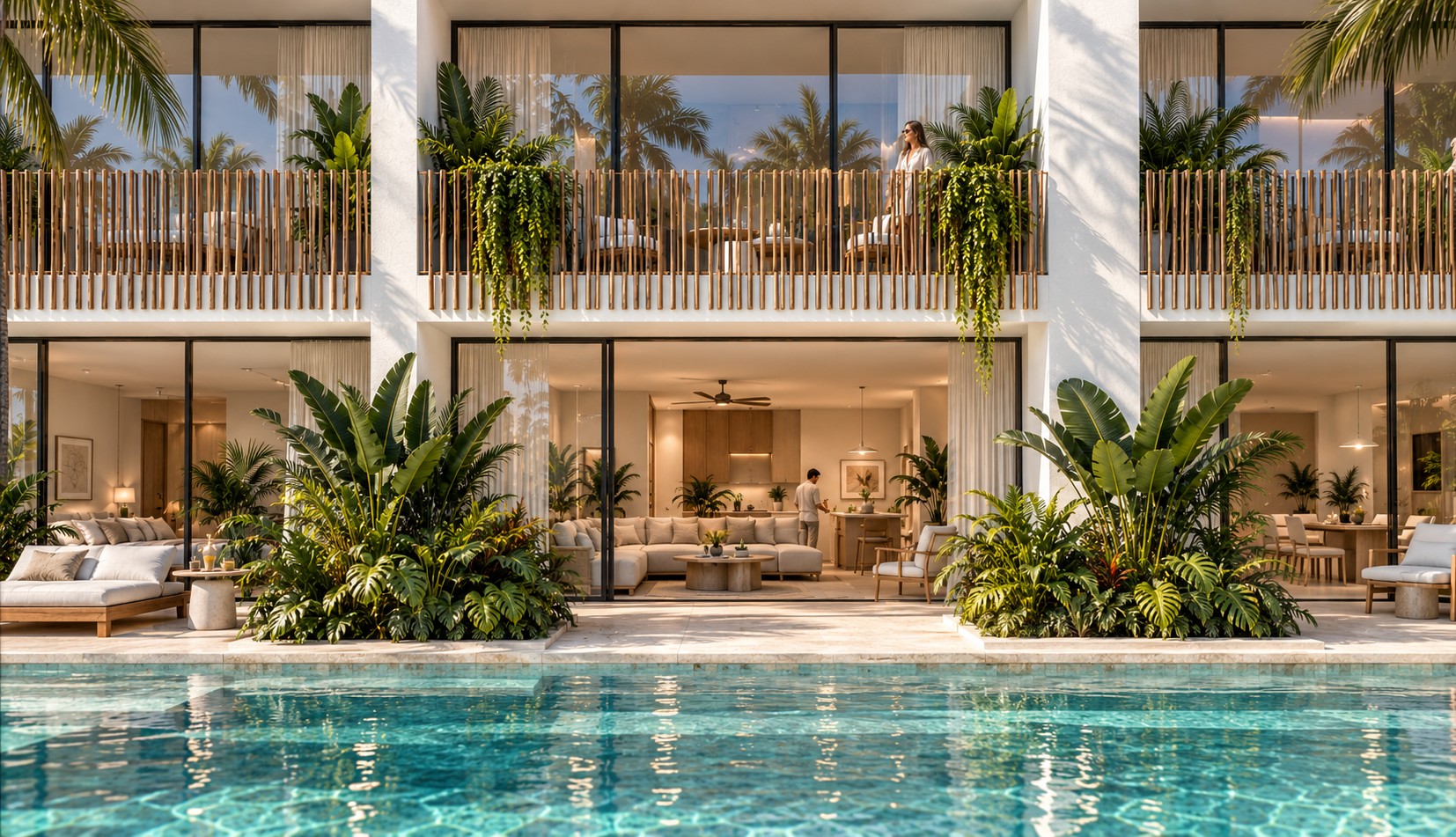 Apartments at the pool's edge